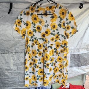 Divided White and Yellow Sunflower Dress